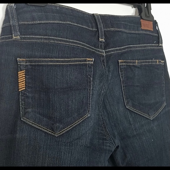 Paige Skyline Straight Dark Wash Denim Jeans Low - Picture 5 of 6